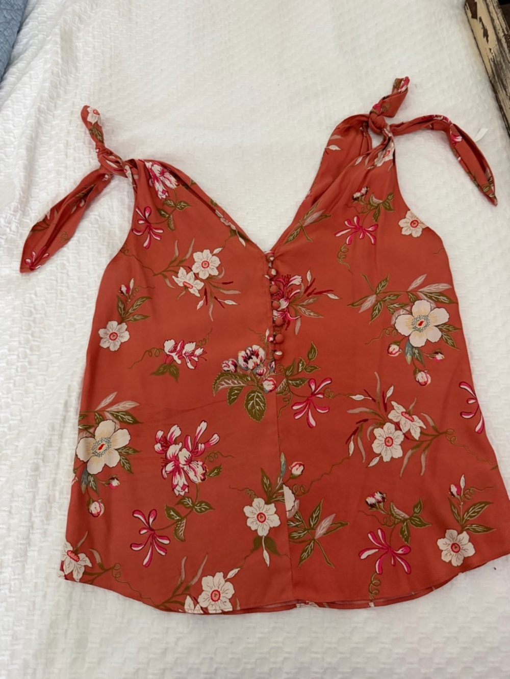 Rebecca Taylor Rust Floral Tie-Shoulder Camisole